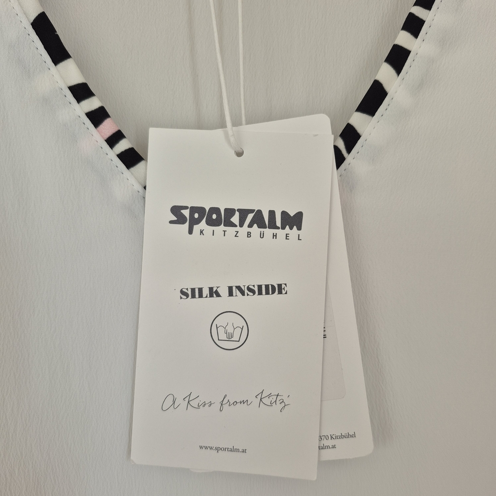 Sportalm White V-neck Multilayer Tunic Blouse NEW - Picture 10 of 11